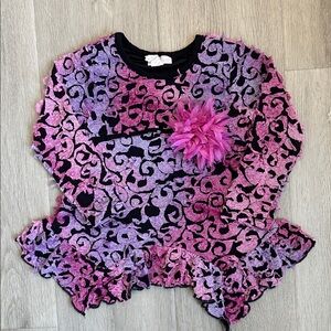 Cache cache Pink and Purple Long Sleeve too with Floral Accent size 3T